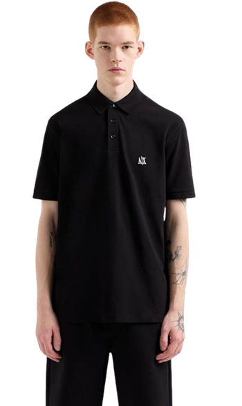 Armani Exchange Icon Project, Embroidered Logo Polo Black Uomo