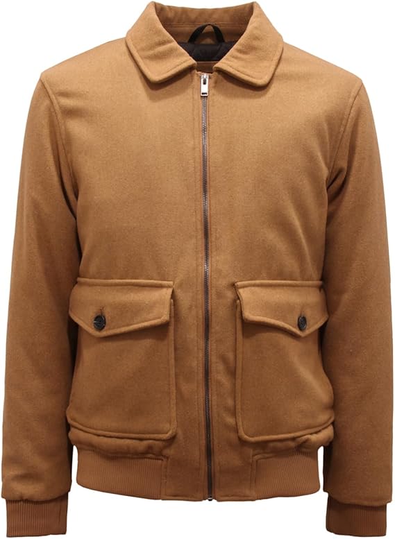 IMPURE Giubbotto Bomber Uomo in Lana, Cammello