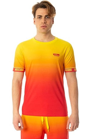 Moschino T-Shirt Uomo con Fasce Logate Giallo - Yellow Logo Bands