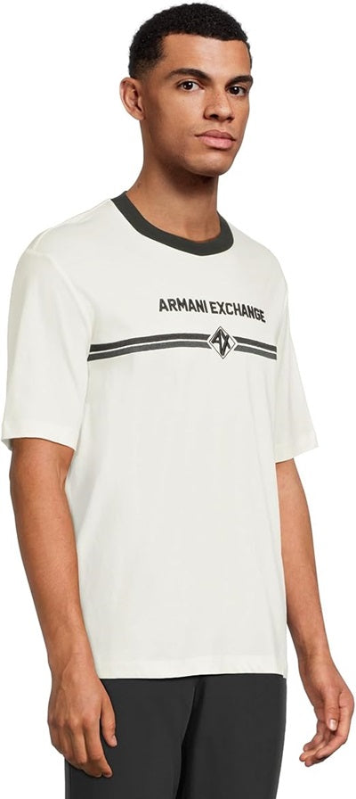 Armani Exchange T-shirt Uomo Armani Line Logo, bianco sporco