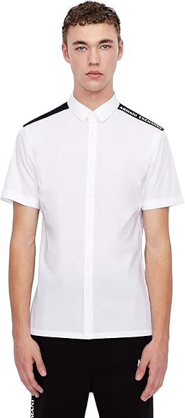 ARMANI EXCHANGE Camicia Uomo a maniche corte con inserto a contrasto