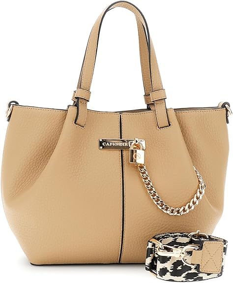 CAFèNOIR - Shopping Bag Effetto Pelle Grana Grossa Beige