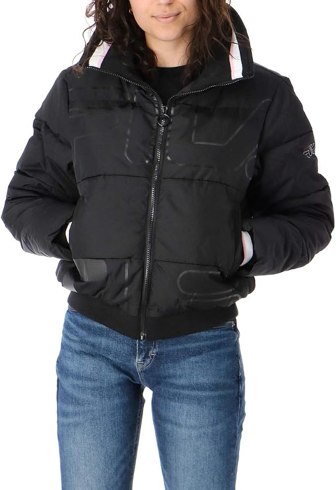 Fila – Piumino Bomber Cropped Donna Full Zip Logo Tono su Tono LAJANA | Nero
