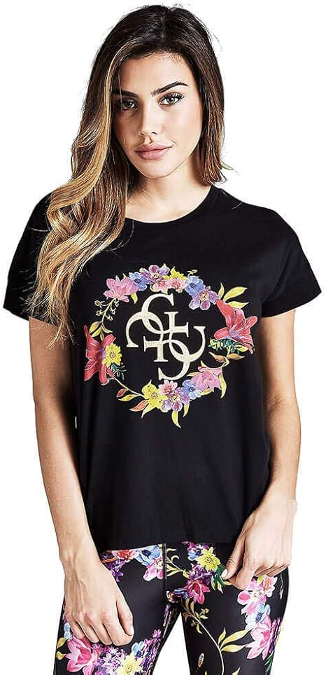 GUESS T-Shirt Donna Logo Gold Capsule – Nero
