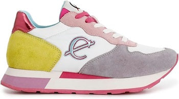 CAFèNOIR Sneakers White in Pelle Scamosciata E Tessuto Multicolor