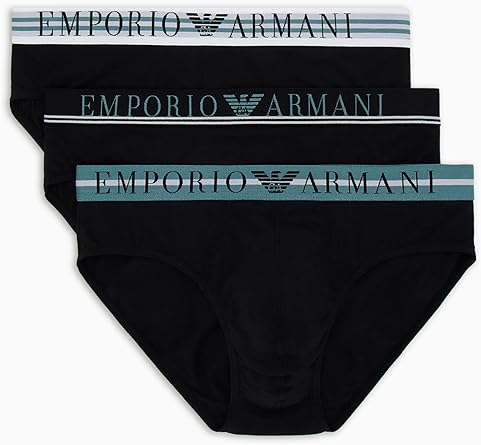 Emporio Armani Men's 3-Pack Mixed Waistband Brief – Slip Neri Uomo