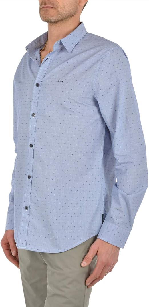 ARMANI EXCHANGE Camicia Uomo Men's slim-fit logo shirt, Blues