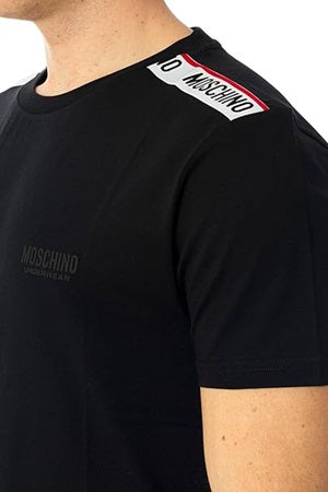 Moschino T-Shirt Uomo V1A0781 Casual con Fasce Logate sulle Spalle Nero