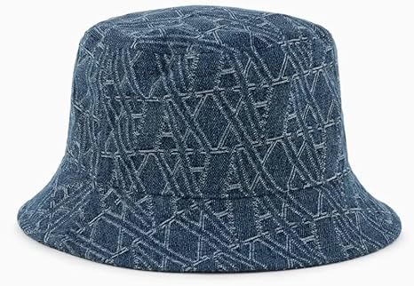 Armani Exchange Bucket hat in denim con logo allover