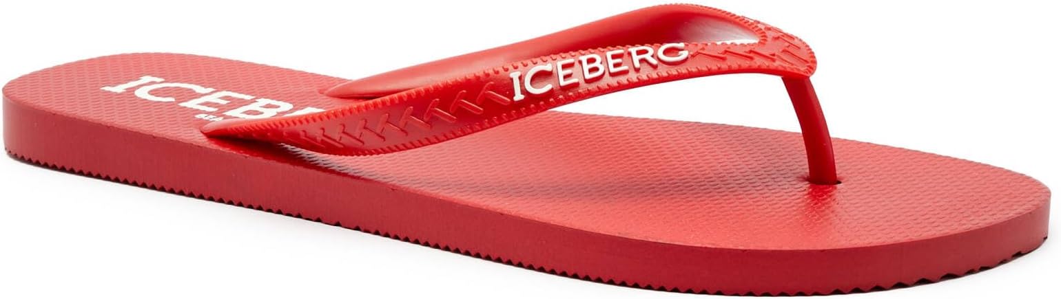 Iceberg Infradito Unisex Vertical Logo — Flip Flops Rosso