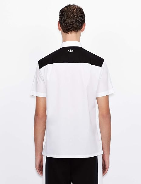 ARMANI EXCHANGE Camicia Uomo a maniche corte con inserto a contrasto