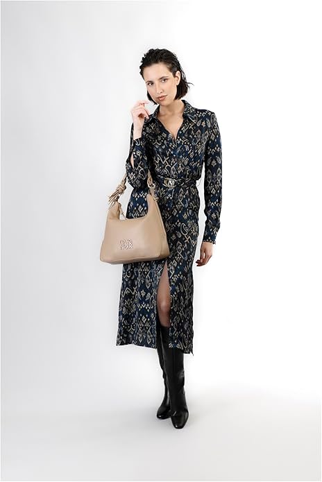 CAFèNOIR Sacca Con Manico Intrecciato E Logo Rettangolare Tono Su Tono, Da Donna, Tortora