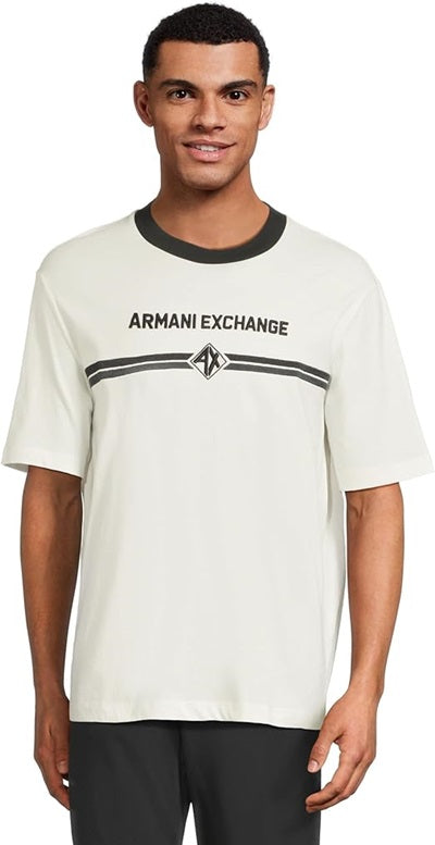 Armani Exchange T-shirt Uomo Armani Line Logo, bianco sporco