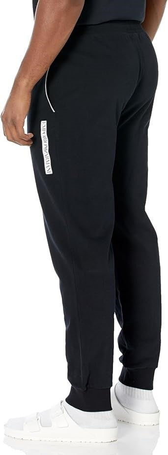Emporio Armani Pantaloni di tessuto in spugna spazzolata 1116903-F573 Nero Regular Fit
