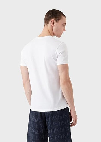 Emporio Armani Maglietta da Uomo Micropattern Crew Neck T-Shirt Bianco