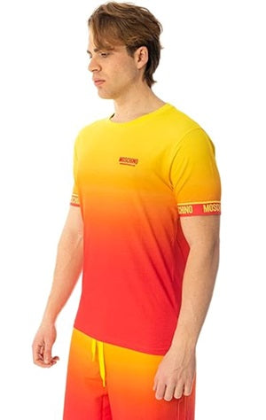 Moschino T-Shirt Uomo con Fasce Logate Giallo - Yellow Logo Bands
