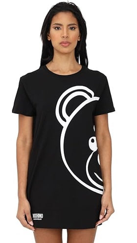 Moschino Abito Donna Maxi T-Shirt Nero A1919 9008 con Stampa Orsetto Toy