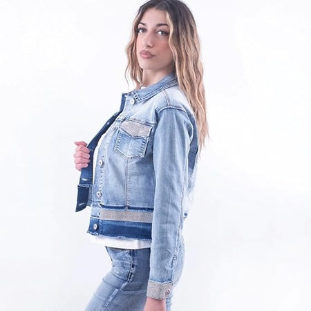 Nosecrets Giacca Donna 231NS013 - diamantini - stone wash