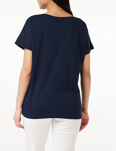 Emporio Armani T-Shirt Over Donna Logomania, Blu Marino