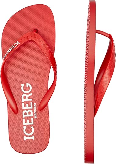 Iceberg Infradito Unisex Vertical Logo — Flip Flops Rosso