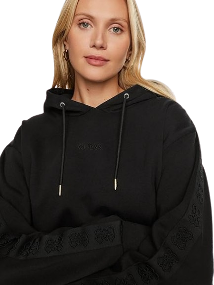 Guess Felpa Donna con Cappuccio Stacie V4BQ00 KC5O0 Nero Regular Fit