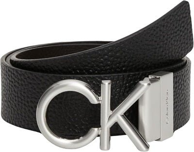 Calvin Klein Cintura in Pelle Revers Uomo Nero