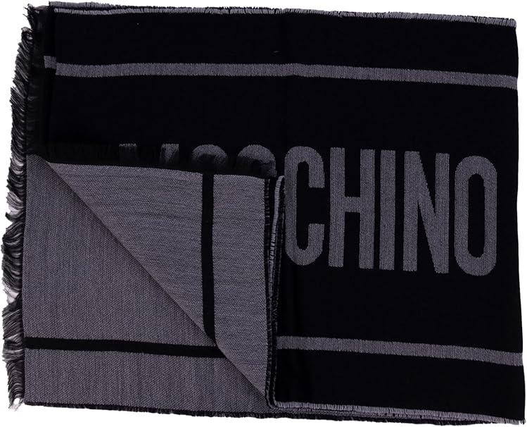 Moschino Sciarpa in Lana leggera Double face 50229 Nero/Grigio