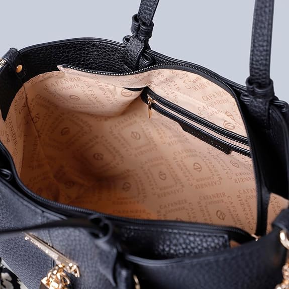 CAFèNOIR - Shopping Bag Effetto Pelle Grana Grossa Nero