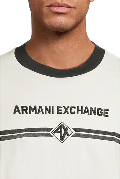 Armani Exchange T-shirt Uomo Armani Line Logo, bianco sporco