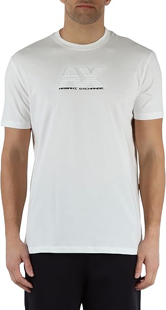 Armani Exchange T-shirt Uomo Sustainable Embossed And HD Logo Bianco