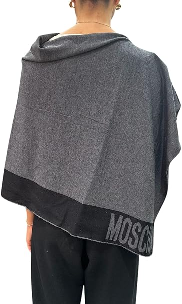 Poncho Moschino Donna Grigio con Logo