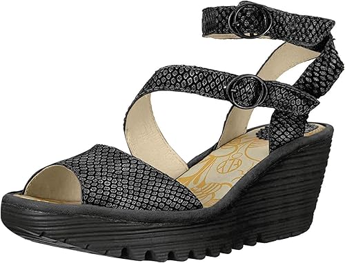 Fly London Yisk837fly - Sandali con Cinturino alla Caviglia Donna, Nero