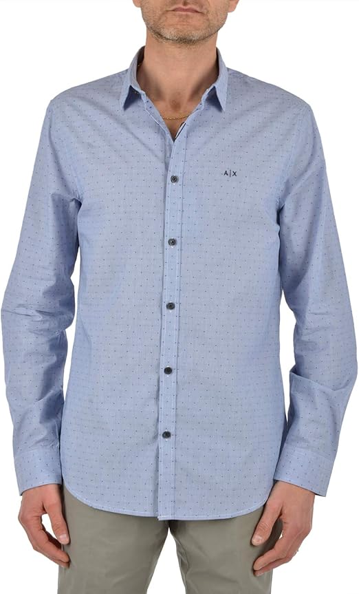 ARMANI EXCHANGE Camicia Uomo Men's slim-fit logo shirt, Blues