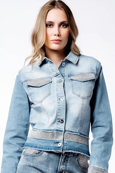 Nosecrets Giacca Donna 231NS013 - diamantini - stone wash