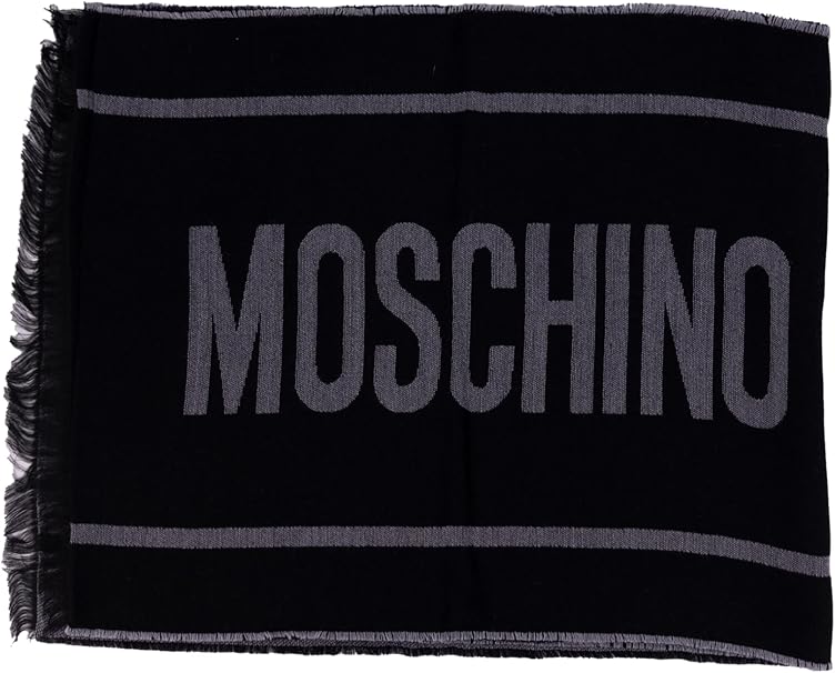 Moschino Sciarpa in Lana leggera Double face 50229 Nero/Grigio
