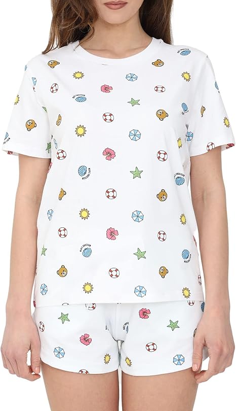 Moschino T-Shirt A1918 Donna con Stampe Fantasy Summer