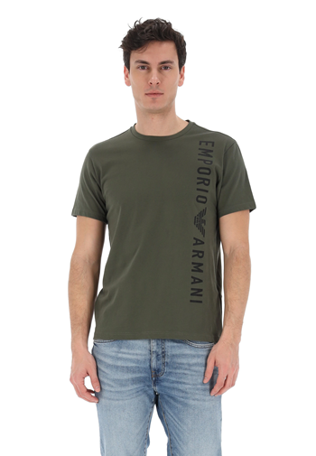 Emporio Armani T-Shirt Uomo con Logo Verticale 2118184R479 Military Green