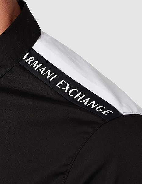 ARMANI EXCHANGE Camicia Uomo a maniche corte con inserto a contrasto