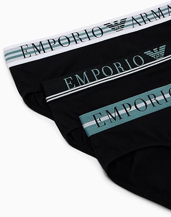 Emporio Armani Men's 3-Pack Mixed Waistband Brief – Slip Neri Uomo