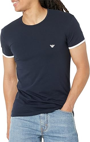 Emporio Armani T-Shirt Contrast Binding Blu Marine Uomo