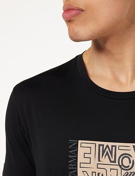Emporio Armani T-Shirt Uomo Graphic Patterns Crew Neck Nero