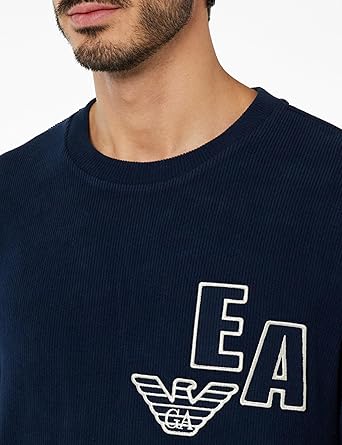 Emporio Armani – Felpa Girocollo Uomo Logo EA | Navy Blue