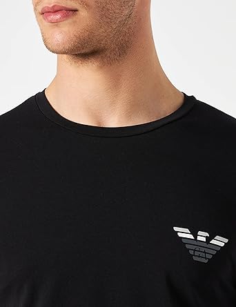 Emporio Armani T-Shirt Uomo Stretch Cotton 110853 Logo Striped Nero