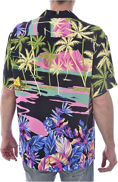Guess Camicia Uomo Sandy F92H03 Hawaiian Shirt Nero