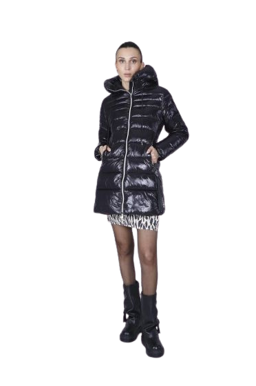 CAFèNOIR Piumino donna avvitato cappuccio fisso JN0123 Nero Lucido