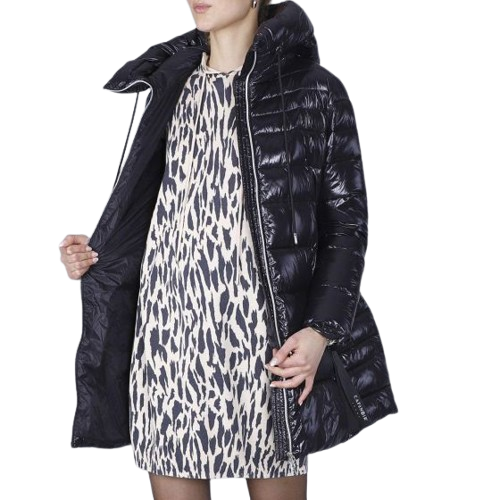 CAFèNOIR Piumino donna avvitato cappuccio fisso JN0123 Nero Lucido