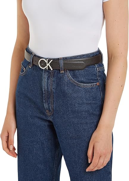 Calvin Klein Cintura Donna CK Logo Belt 3.0 in Pelle Nera