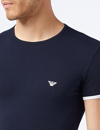Emporio Armani T-Shirt Contrast Binding Blu Marine Uomo