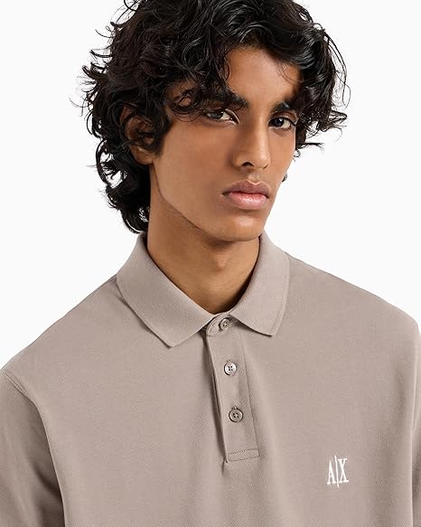 Armani Exchange Icon Project, Embroidered Logo Polo Uomo color Legno wood