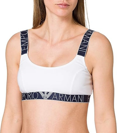 Emporio Armani Women's Iconic Logoband Bralette Bra - White
